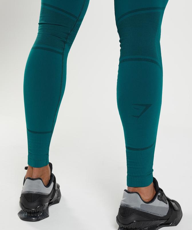 Gymshark 315 Seamless Tights Baselayer Winter Teal/Black | 92SQHDURC