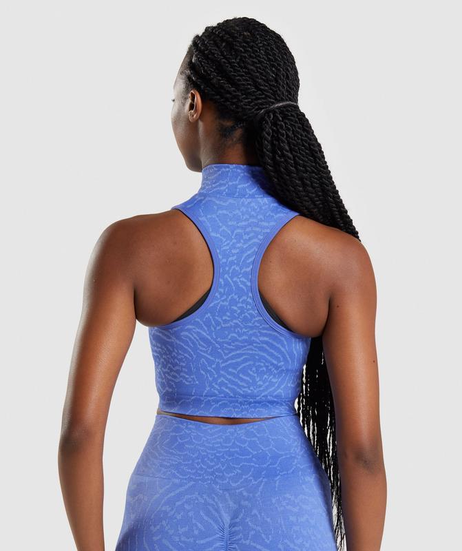 Gymshark Adapt Animal Seamless Crop 1/2 Zip Crop Tops Blauw | 63EVKPNXY