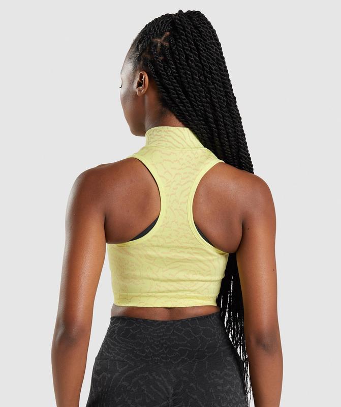 Gymshark Adapt Animal Seamless Crop 1/2 Zip Crop Tops Geel | 81GCISUMF