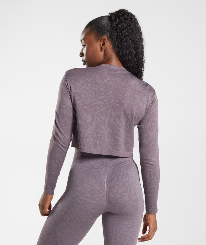 Gymshark Adapt Animal Seamless Long Sleeve Top Long Sleeve Top Wild | Musk Lilac | 17SCRVEIX