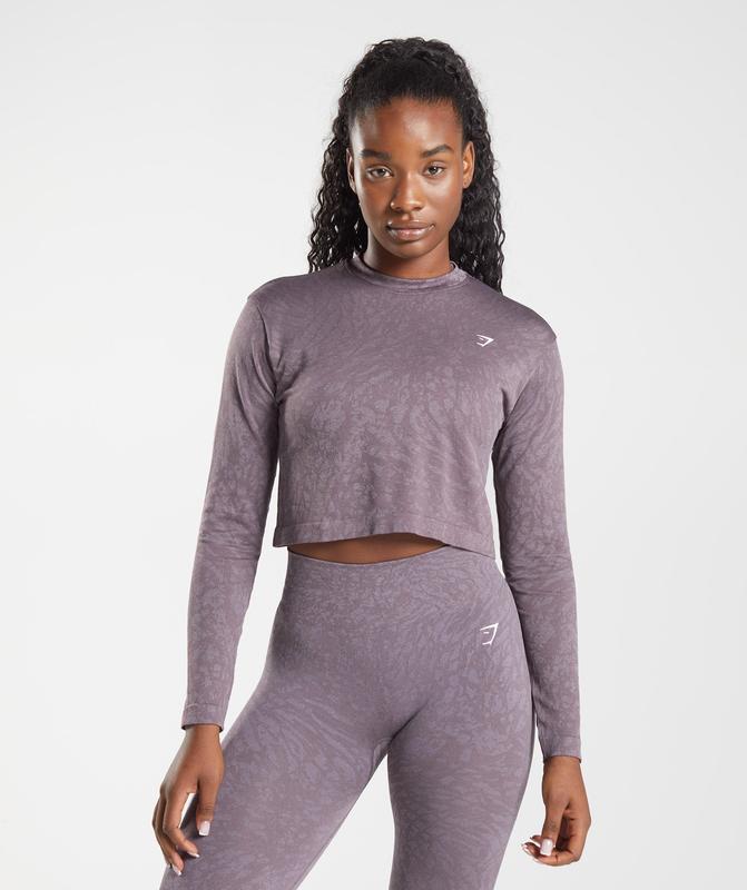 Gymshark Adapt Animal Seamless Long Sleeve Top Long Sleeve Top Wild | Musk Lilac | 17SCRVEIX