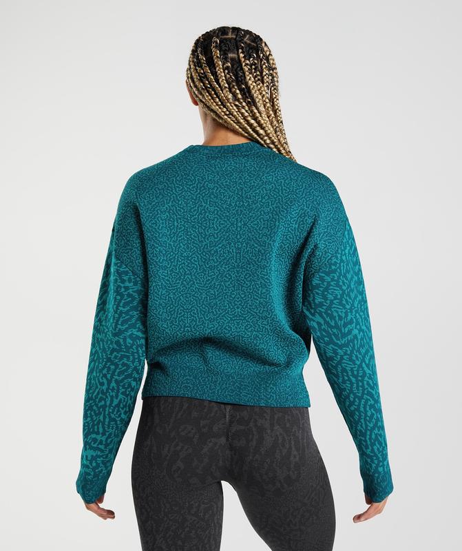 Gymshark Adapt Animal Sweatshirt Pullovers Reef | Winter Teal | 07XGELQRZ