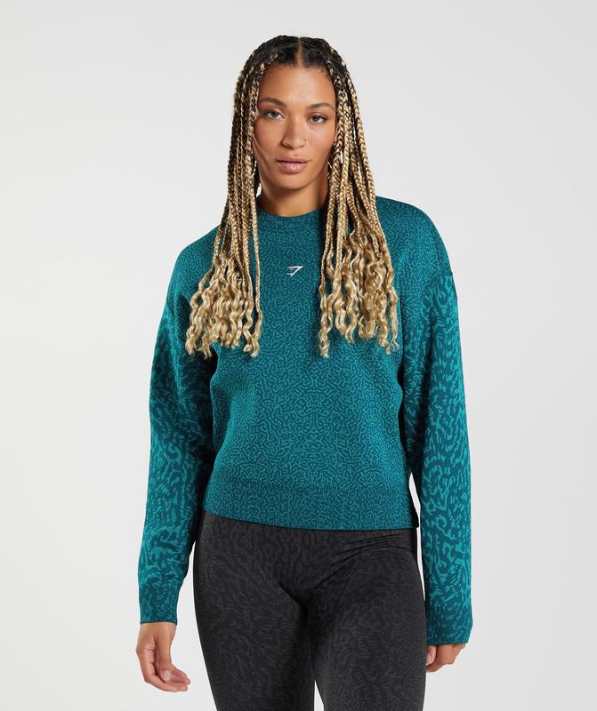 Gymshark Adapt Animal Sweatshirt Pullovers Reef | Winter Teal | 07XGELQRZ