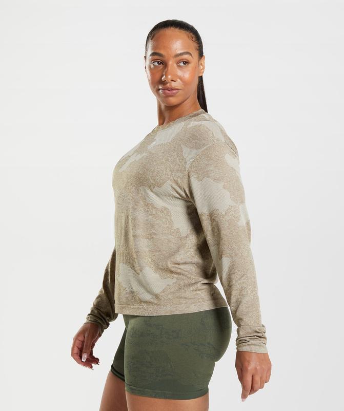 Gymshark Adapt Camo Seamless Long Sleeve Top Long Sleeve Top Bruin | 97LBHYNGE