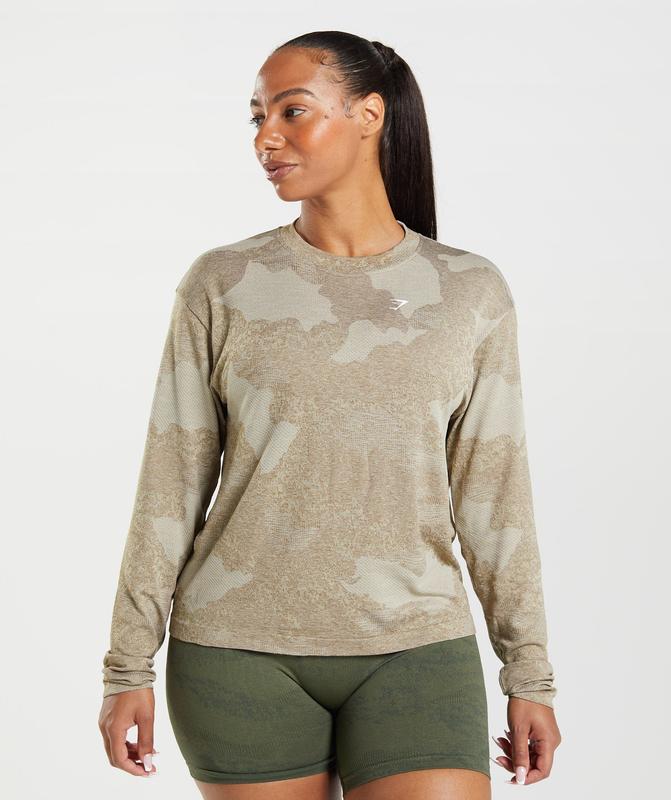 Gymshark Adapt Camo Seamless Long Sleeve Top Long Sleeve Top Bruin | 97LBHYNGE