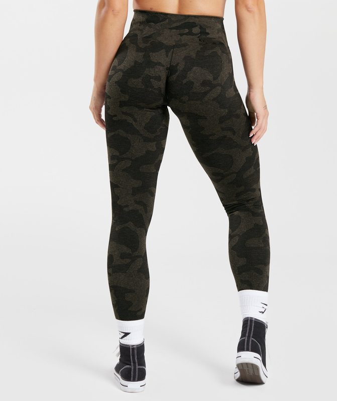 Gymshark Adapt Camo Seamless Ribbed Leggings Leggings Bruin | 35RCEQHTX