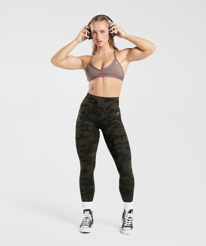 Gymshark Adapt Camo Seamless Ribbed Leggings Leggings Bruin | 35RCEQHTX