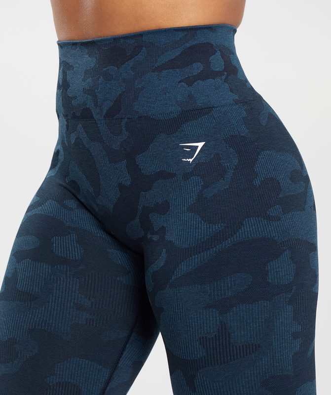 Gymshark Adapt Camo Seamless Ribbed Leggings Leggings Blauw | 28SKAECLW