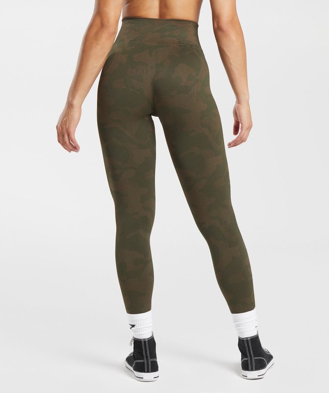 Gymshark Adapt Camo Seamless Ribbed Leggings Leggings Bruin | 21JNESLVK