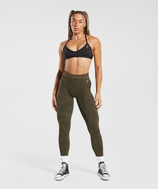 Gymshark Adapt Camo Seamless Ribbed Leggings Leggings Bruin | 21JNESLVK