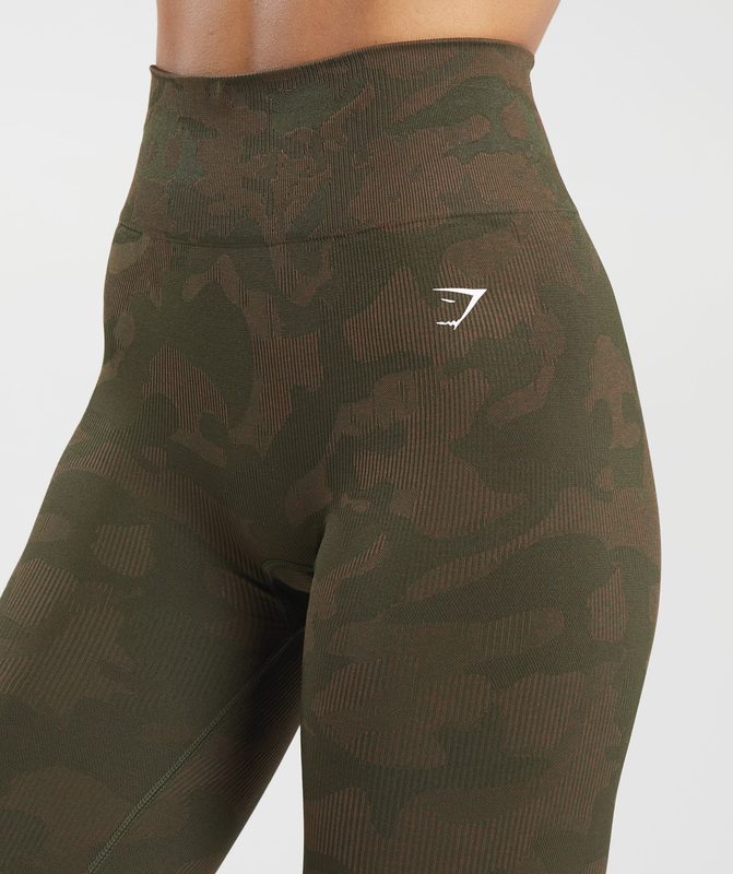 Gymshark Adapt Camo Seamless Ribbed Leggings Leggings Bruin | 21JNESLVK