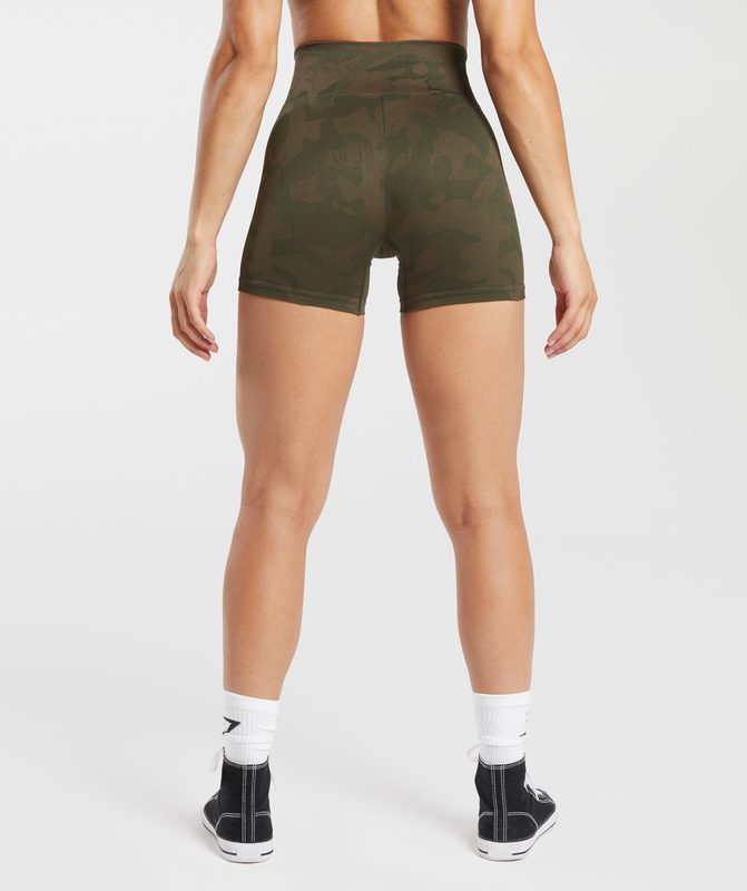 Gymshark Adapt Camo Seamless Ribbed Shorts Korte Broek Bruin | 40IDTEPAR