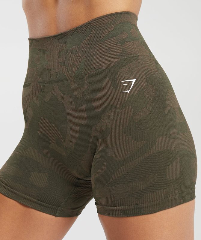 Gymshark Adapt Camo Seamless Ribbed Shorts Korte Broek Bruin | 40IDTEPAR