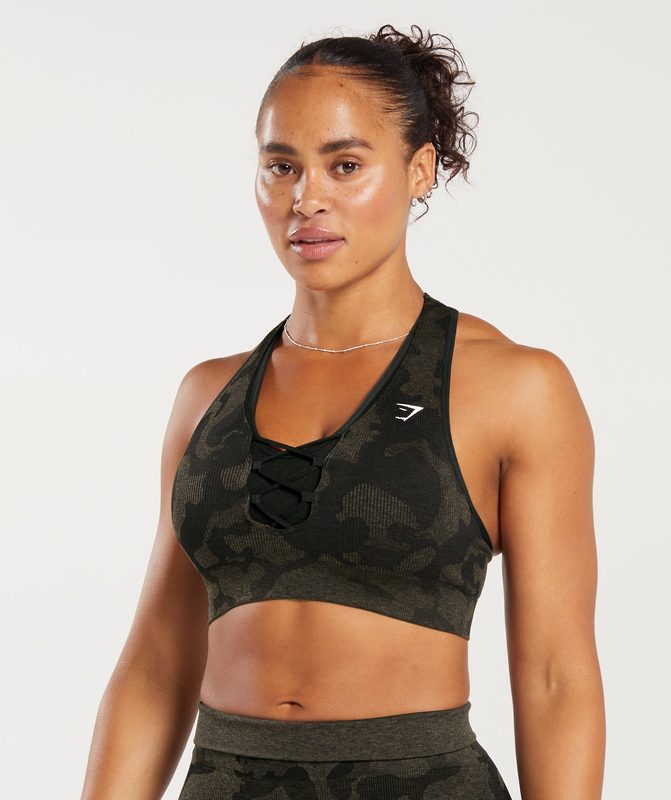 Gymshark Adapt Camo Seamless Ribbed Sports Bra Sports Bras Bruin | 09YZMHCVF