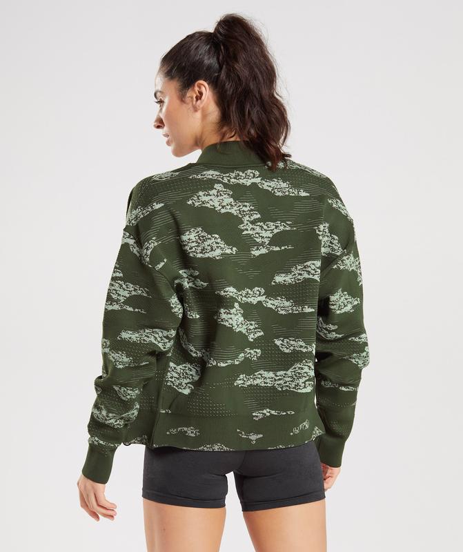 Gymshark Adapt Camo Seamless Track Jacket Jackets / Outerwear Groen | 72GTYLJKM