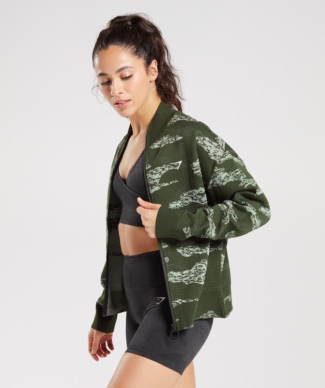 Gymshark Adapt Camo Seamless Track Jacket Jackets / Outerwear Groen | 72GTYLJKM