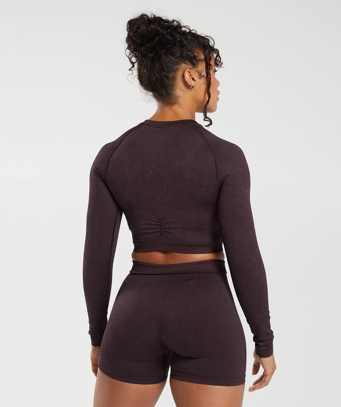 Gymshark Adapt Fleck Seamless Long Sleeve Crop Top Crop Tops Paars | 60FTCNQVP