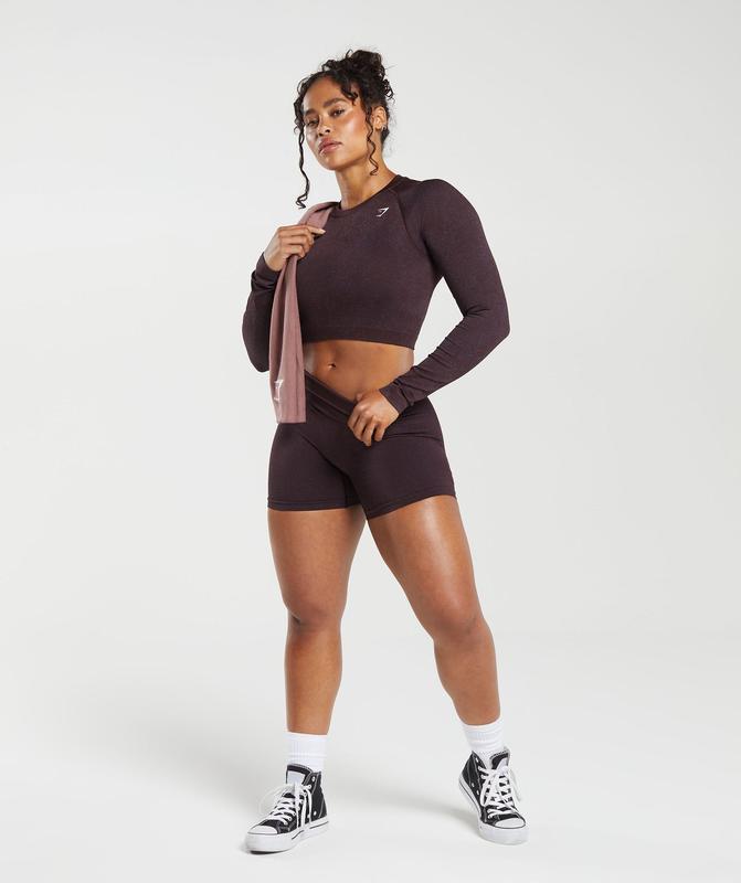 Gymshark Adapt Fleck Seamless Long Sleeve Crop Top Crop Tops Paars | 60FTCNQVP