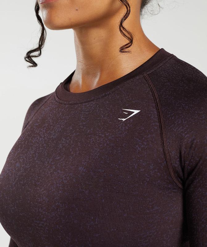 Gymshark Adapt Fleck Seamless Long Sleeve Crop Top Crop Tops Paars | 60FTCNQVP