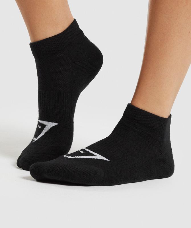 Gymshark Ankle Socks 3pk Sokken Zwart | 60KGJRXLA