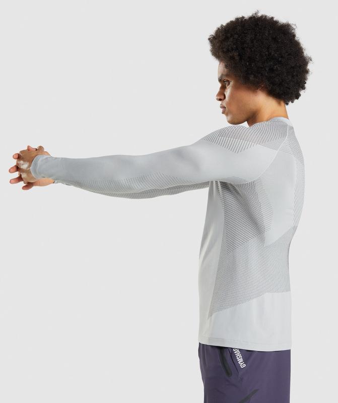 Gymshark Apex Seamless Long Sleeve T-Shirt T-Shirts Lichtgrijs | 07PCIORKH