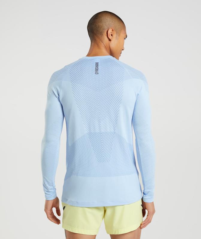 Gymshark Apex Seamless Long Sleeve T-Shirt T-Shirts Blauw | 36QBOWFZU