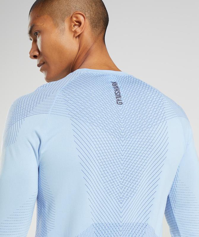 Gymshark Apex Seamless Long Sleeve T-Shirt T-Shirts Blauw | 36QBOWFZU