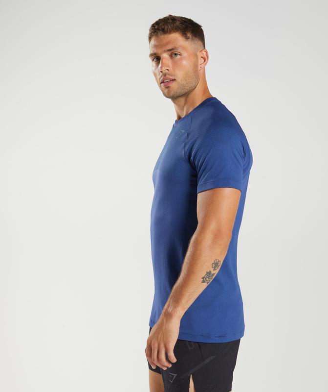 Gymshark Apex Seamless T-Shirt T-Shirts Blauw | 07AXQSKOD