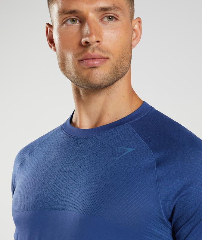 Gymshark Apex Seamless T-Shirt T-Shirts Blauw | 07AXQSKOD