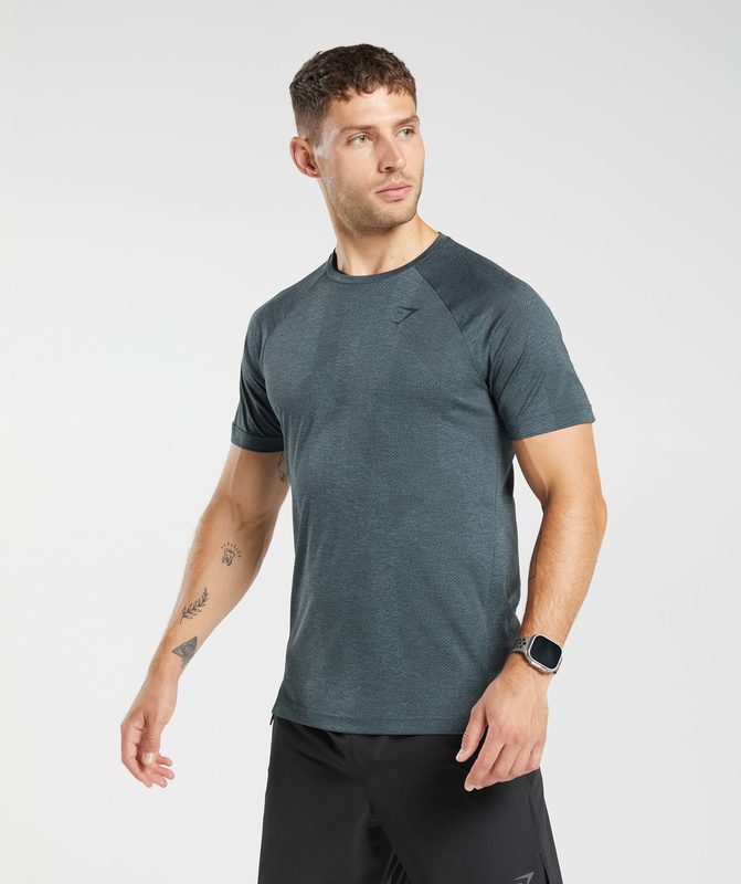 Gymshark Apex T-Shirt T-Shirts Smokey Teal/Darkest Teal | 13GNWTUAJ