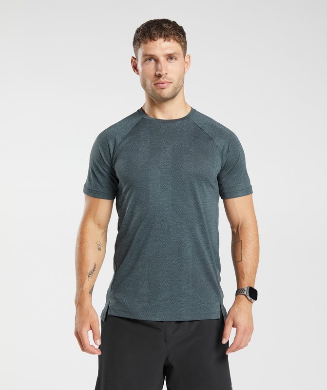 Gymshark Apex T-Shirt T-Shirts Smokey Teal/Darkest Teal | 13GNWTUAJ