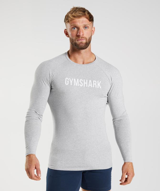 Gymshark Apollo Long Sleeve T-Shirt Long Sleeve Top Lichtgrijs | 07JMDPCWL