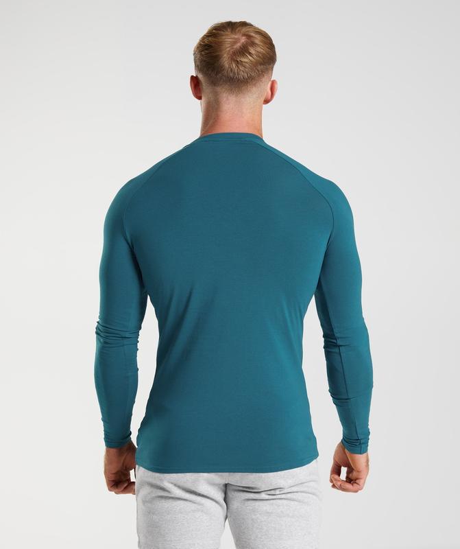 Gymshark Apollo Long Sleeve T-Shirt Long Sleeve Top Blauw | 61UKYIGXV