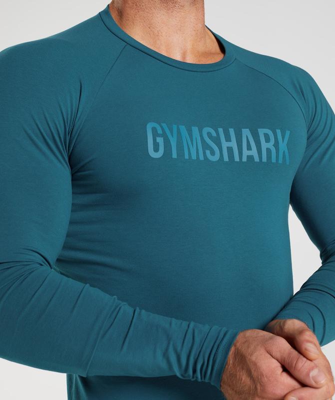 Gymshark Apollo Long Sleeve T-Shirt Long Sleeve Top Blauw | 61UKYIGXV