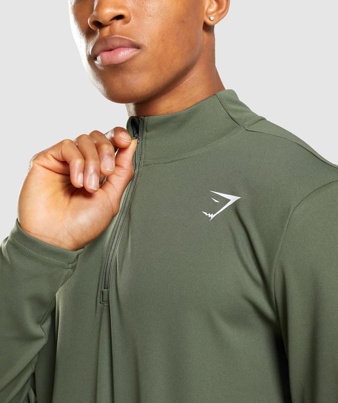 Gymshark Arrival 1/4 Zip Pullover Pullovers Olijfgroen | 74FYCIJET