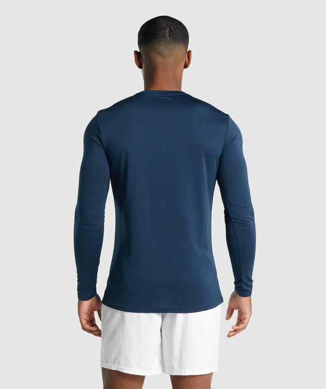 Gymshark Arrival Long Sleeve Graphic T-Shirt Long Sleeve Top Donkerblauw | 60JGFQNEA