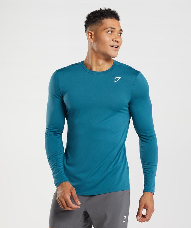 Gymshark Arrival Long Sleeve T-Shirt Long Sleeve Top Blauw | 63YAVOISJ