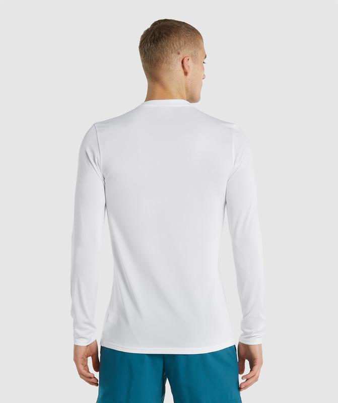 Gymshark Arrival Long Sleeve T-Shirt Long Sleeve Top Wit | 43FTGNZKB