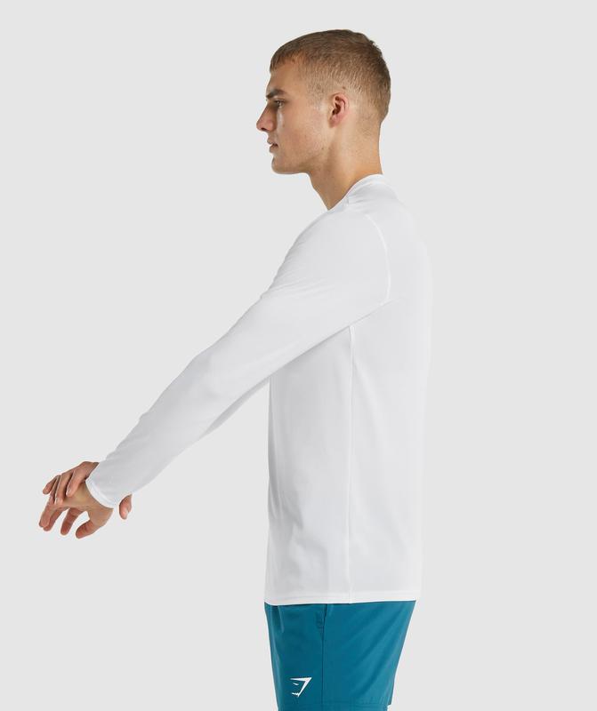 Gymshark Arrival Long Sleeve T-Shirt Long Sleeve Top Wit | 43FTGNZKB