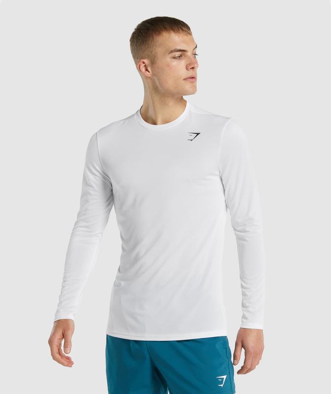 Gymshark Arrival Long Sleeve T-Shirt Long Sleeve Top Wit | 43FTGNZKB