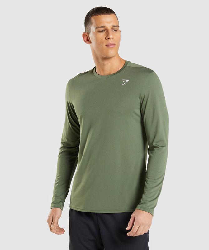 Gymshark Arrival Long Sleeve T-Shirt T-Shirts Olijfgroen | 59MWEUTRI