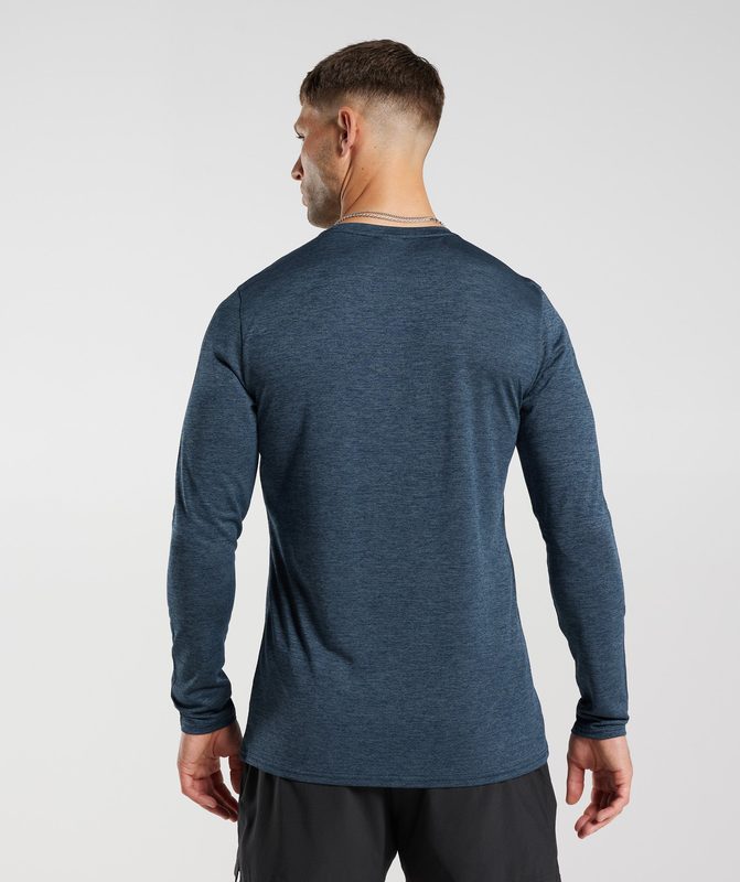 Gymshark Arrival Marl Long Sleeve T-Shirt Long Sleeve Top Navy/Smokey Teal Marl | 27OEMCSNI