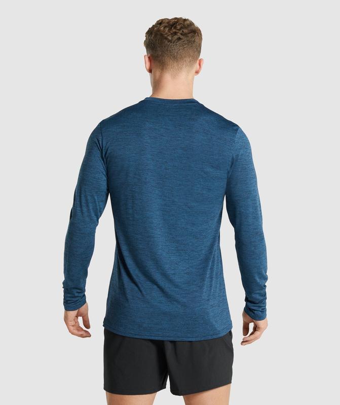 Gymshark Arrival Marl Long Sleeve T-Shirt Long Sleeve Top Donkerblauw | 70LROMBFI