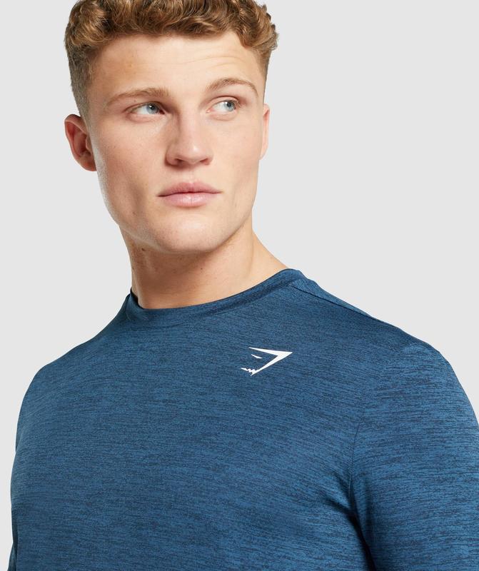 Gymshark Arrival Marl Long Sleeve T-Shirt Long Sleeve Top Donkerblauw | 70LROMBFI