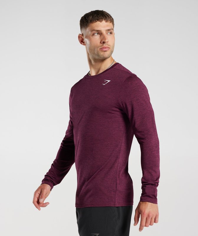 Gymshark Arrival Marl Long Sleeve T-Shirt Long Sleeve Top Bruin | 64IQNFDWC