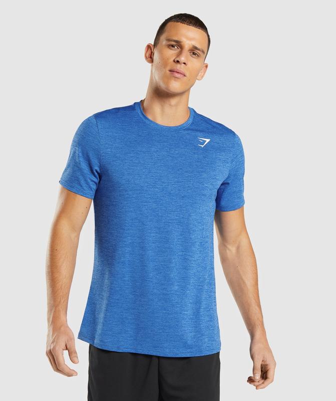 Gymshark Arrival Marl T-Shirt T-Shirts Blauw | 76ZQJHTVA