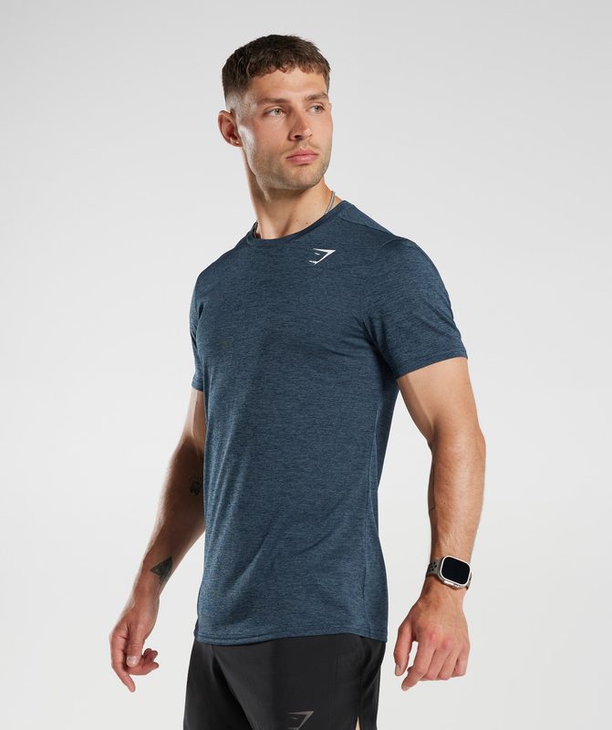 Gymshark Arrival Marl T-Shirt T-Shirts Navy/Smokey Teal Marl | 06FAHSXCB