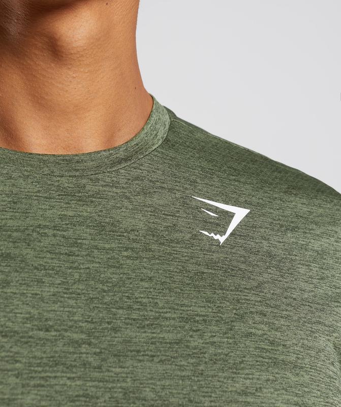 Gymshark Arrival Marl T-Shirt T-Shirts Olijfgroen | 02EDHILVA