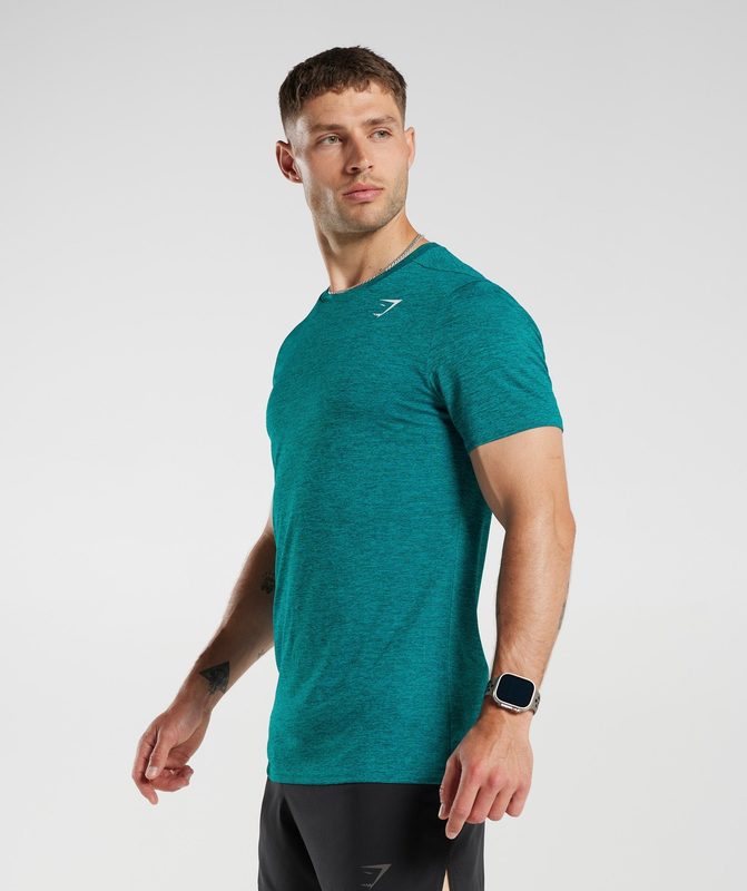 Gymshark Arrival Marl T-Shirt T-Shirts Seafoam Blue/Deep Teal Marl | 32NQBRDPV