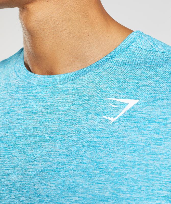 Gymshark Arrival Marl T-Shirt T-Shirts Shark Blue/White Marl | 54FKETBCU